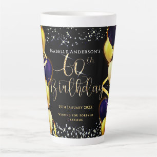 Glittering Balloons 60th Birthday Black Latte Mug