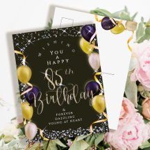 Glittering Balloons 85th Happy Birthday Black