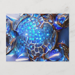Glittering blue crystalized turtle shell postcard