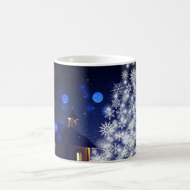  Glittering Christmas tree with Blue Background Coffee Mug (Center)