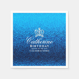 Glittering Crown Blue  Napkin