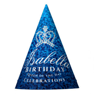 Glittering Crown Blue Party Hat
