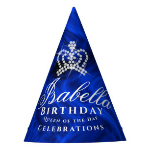 Glittering Crown Blue Party Hat