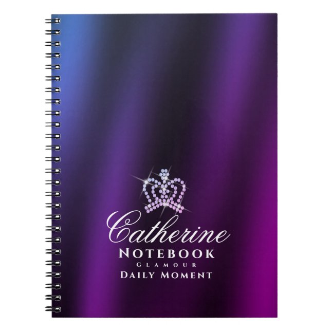 Glittering Crown Blue Purple Notebook (Front)