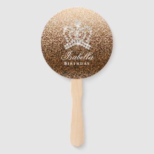 Glittering Crown Gold Hand Fan