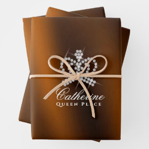 Glittering Crown Gold Wrapping Paper Sheet