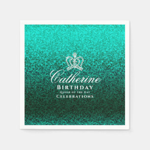 Glittering Crown Green Napkin