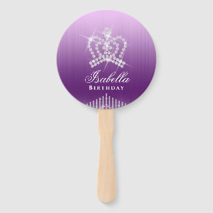 Glittering Crown Lavender Hand Fan