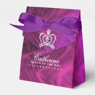 Glittering Crown Luxury Magenta Favor Box