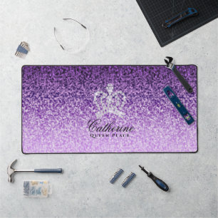 Glittering Crown Luxury Purple Desk Mat