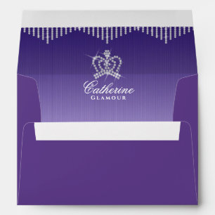 Glittering Crown Luxury Purple Envelope