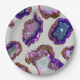 Glittering Crystal Geode Paper Plate