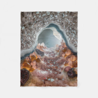 Glittering Crystals Fill a Hidden Cave Fleece Blanket
