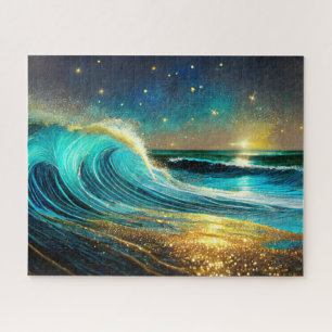 Glittering Divergent Ocean Waves Jigsaw Puzzle