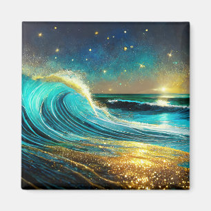 Glittering Divergent Ocean Waves Magnet