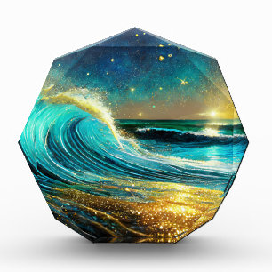 Glittering Divergent Ocean Waves Photo Block