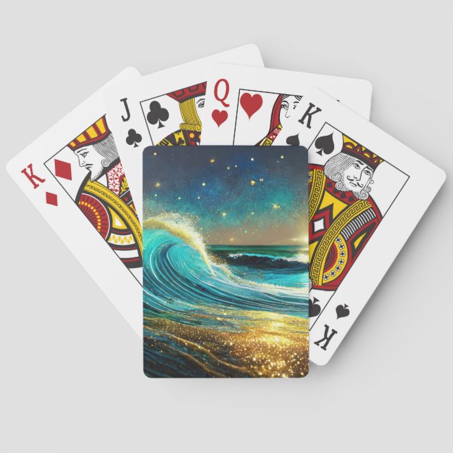 Glittering Divergent Ocean Waves Playing Cards (Back)