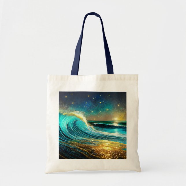 Glittering Divergent Ocean Waves Tote Bag (Front)