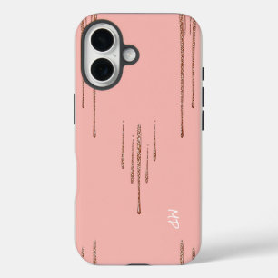 Glittering Drips on Pink Background iPhone 16 Case