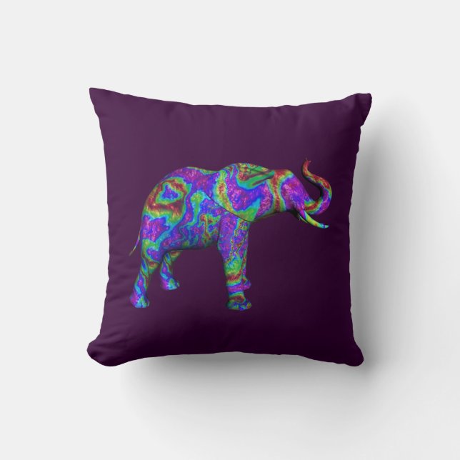 Glittering Elephant Throw Pillow (Front)