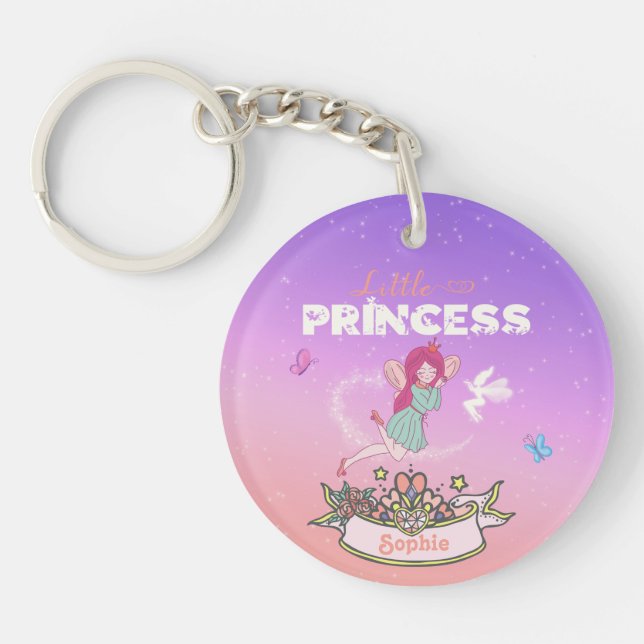 👸Glittering Fairy Princess Custom Name   Keychain (Front)