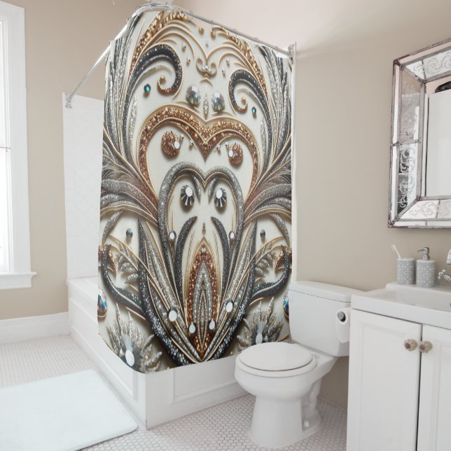 Glittering floral pattern with gemstone (In Situ)