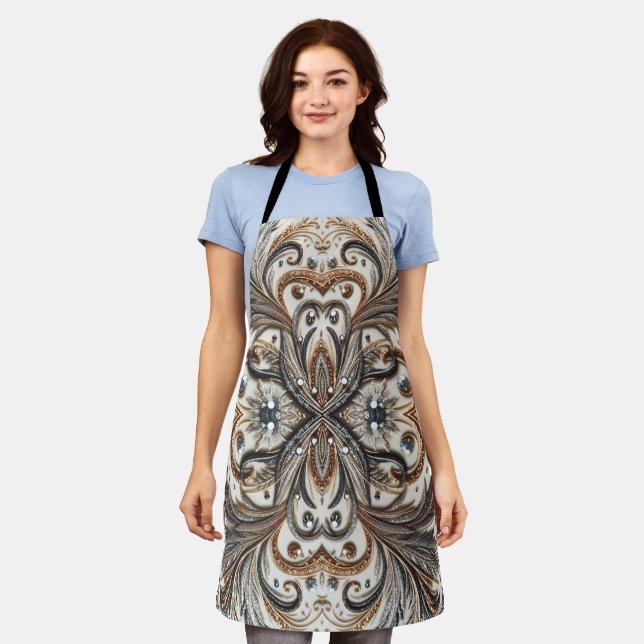 Glittering floral pattern with gemstone apron (Worn)