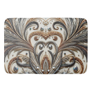 Glittering floral pattern with gemstone bath mat