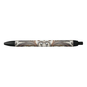 Glittering floral pattern with gemstone black ink pen