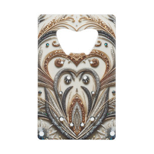 Glittering floral pattern with gemstone credit card bottle opener