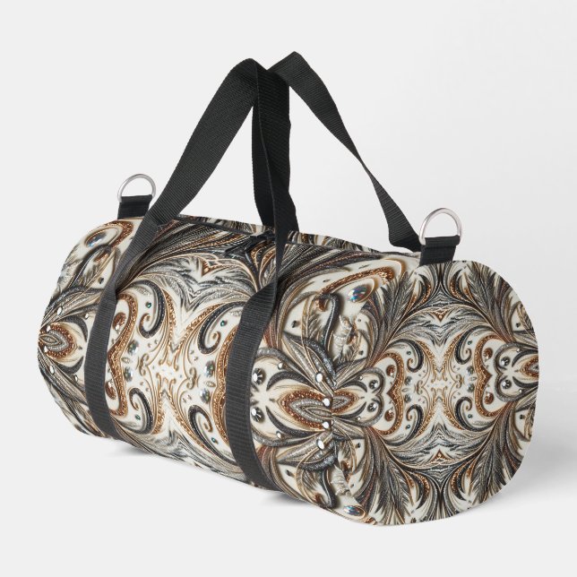 Glittering floral pattern with gemstone  duffle bag (Left Corner)