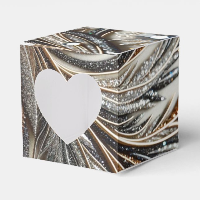 Glittering floral pattern with gemstone favor box (Front Side)