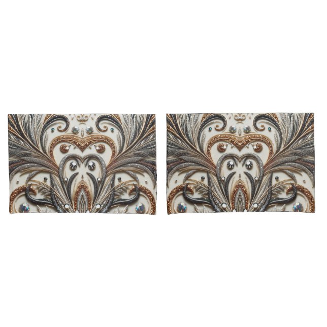 Glittering floral pattern with gemstone pillowcase (Front-Set)