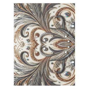 Glittering floral pattern with gemstone tablecloth