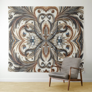 Glittering floral pattern with gemstone tapestry