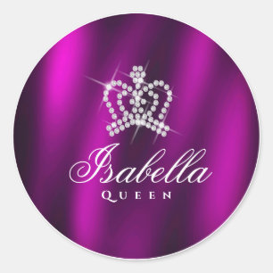 Glittering Glamour Crown Purple Classic Round Sticker