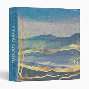 Glittering Gold & Blue Landscape Binder