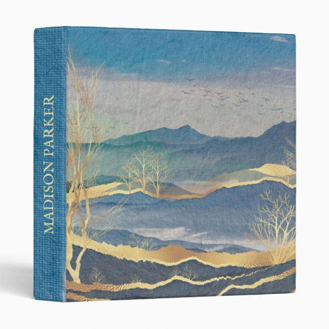 Glittering Gold & Blue Landscape Binder (Front/Spine)