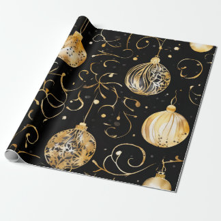 Glittering Gold Christmas Ball Wrapping Paper