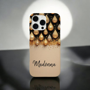 Glittering Gold Drops iPhone 16 Pro Max Case
