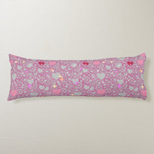 Glittering Hearts Pattern 01 Lgrey BG Body Pillow