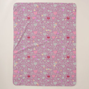 Glittering Hearts Pattern 01 Lgrey BG Sherpa Blanket