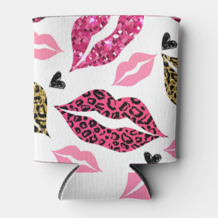 Glittering Lips: Leopard Fashion Pattern Can Cooler