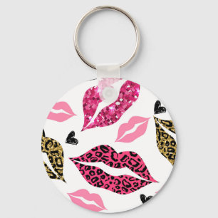 Glittering Lips: Leopard Fashion Pattern Keychain