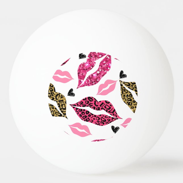 Glittering Lips: Leopard Fashion Pattern Ping Pong Ball (Front)