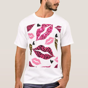 Glittering Lips: Leopard Fashion Pattern T-Shirt