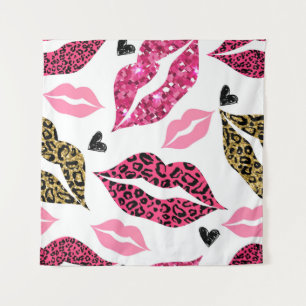 Glittering Lips: Leopard Fashion Pattern Tapestry
