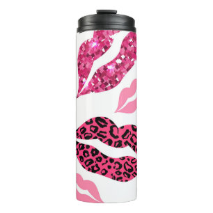 Glittering Lips: Leopard Fashion Pattern Thermal Tumbler