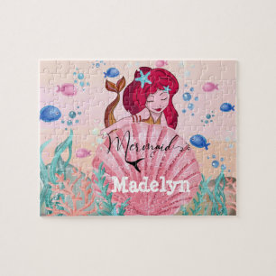 🧜‍♀️Glittering Mermaid Under The Sea Custom Name  Jigsaw Puzzle