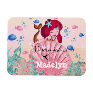 🧜‍♀️Glittering Mermaid Under The Sea Custom Name  Magnet